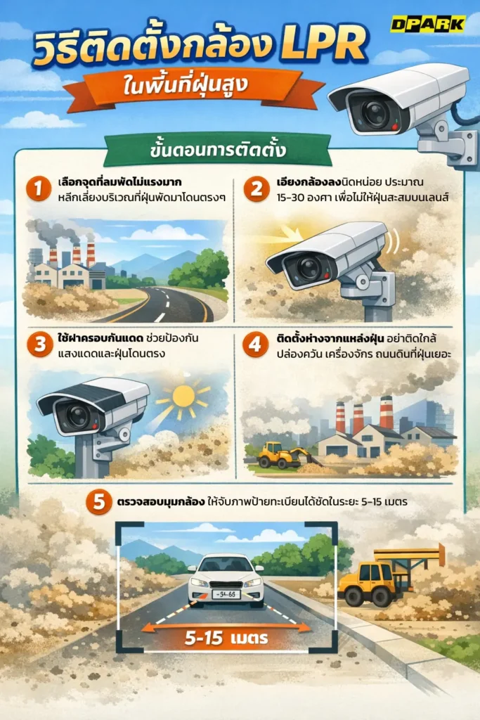 วิธีติดตั้งกล้องอ่านป้ายทะเบียน ในพื้นที่ฝุ่นสูง