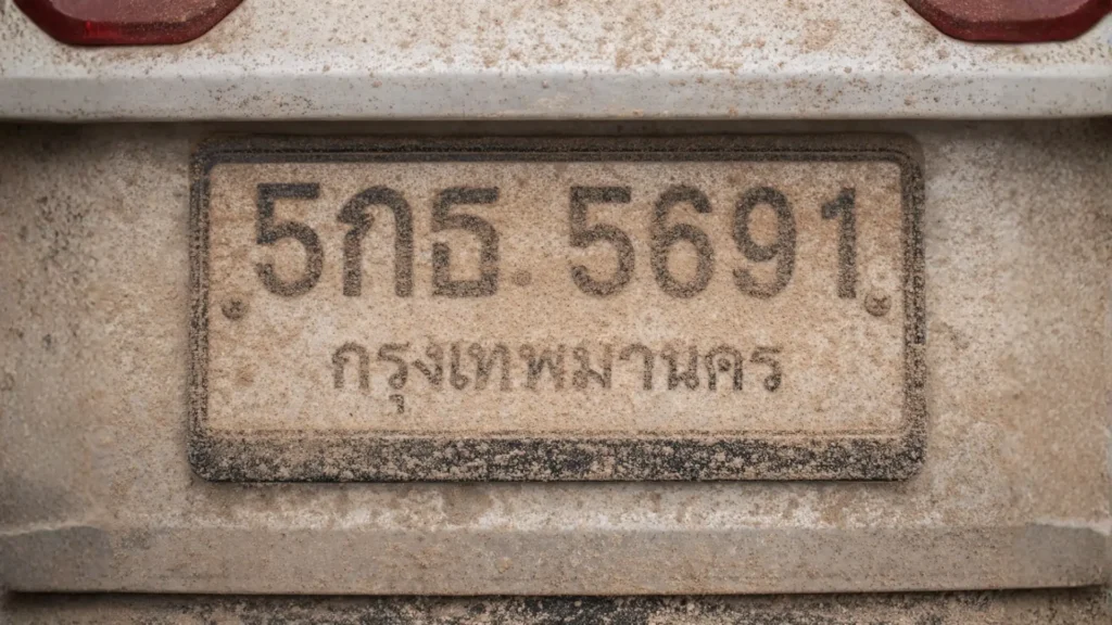 ป้ายทะเบียนที่มีฝุ่นติด