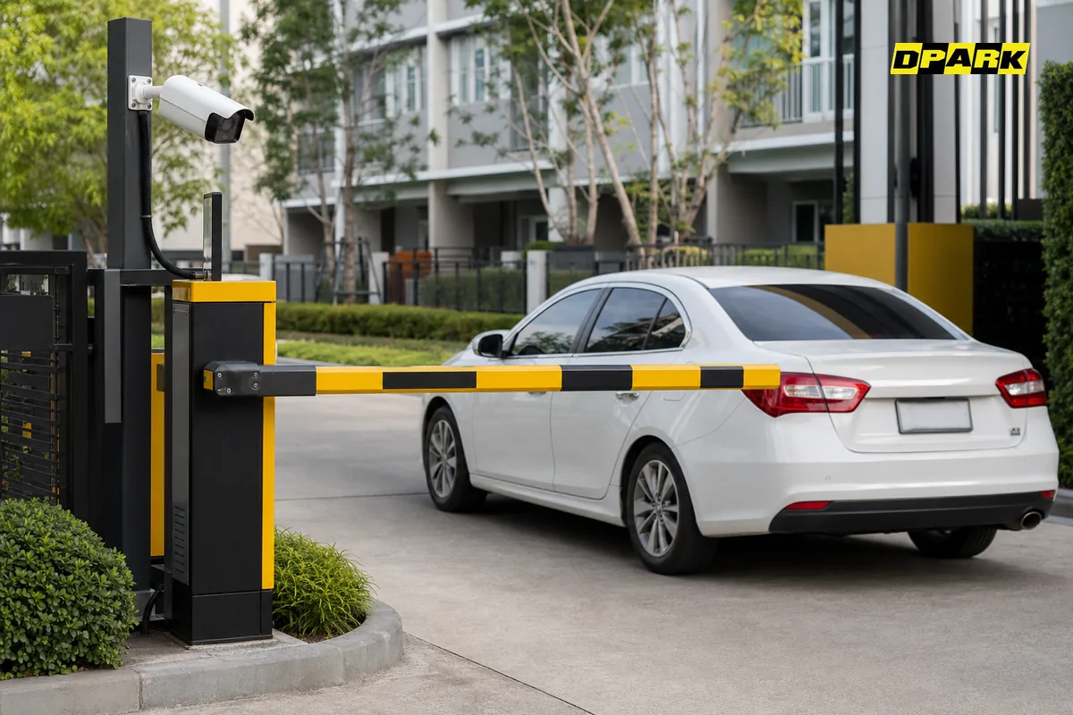 กล้องจับทะเบียนรถยนต์อัจฉริยะ DPARK บริเวณทางเข้าออกโครงการหมู่บ้านจัดสรร
